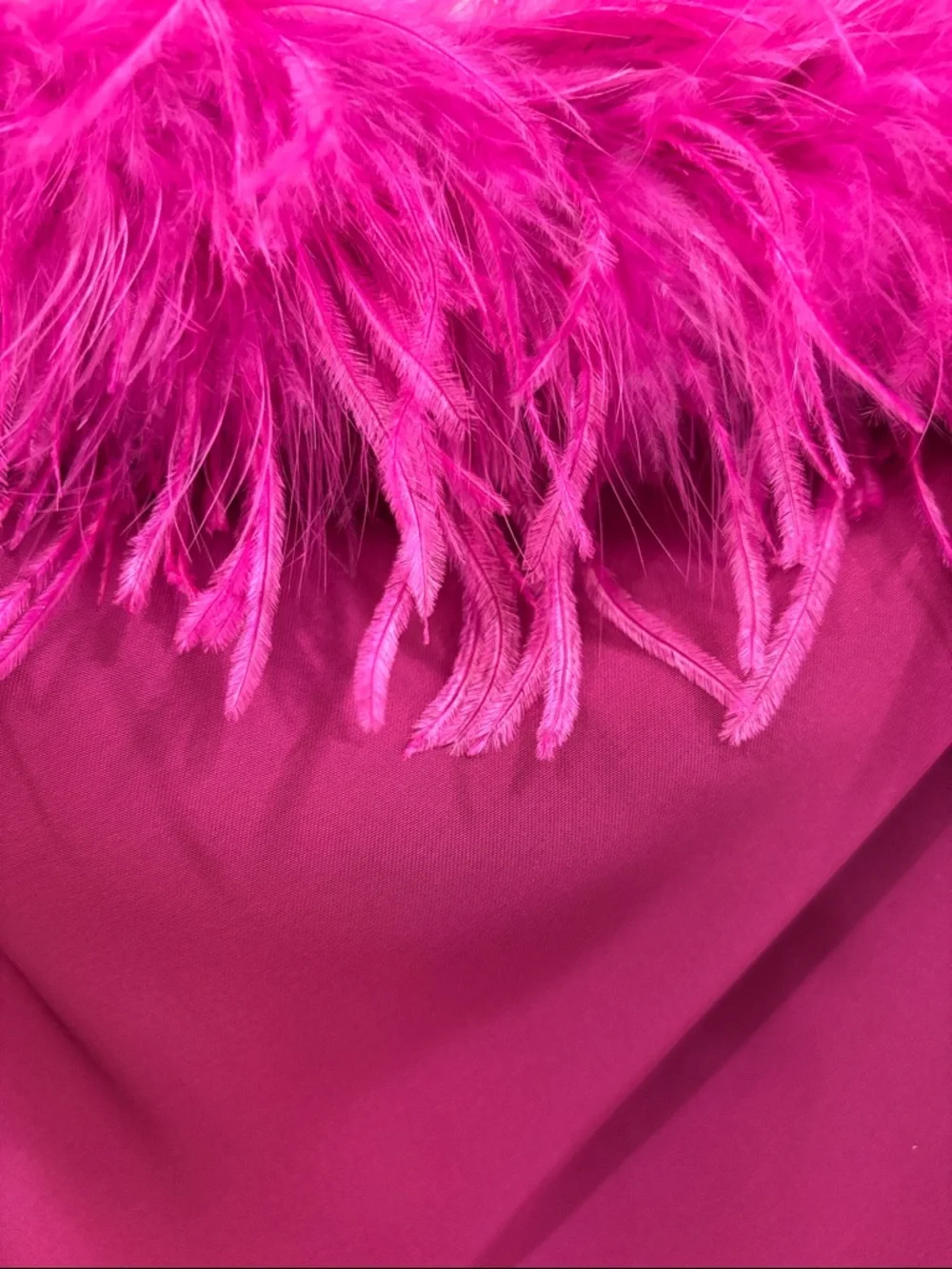Strapless Feather-Trim Gown - Magenta - Picture 4 of 8